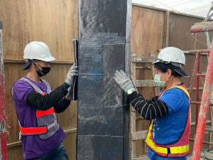 碳纖維圍束貼附第2層