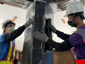 碳纖維圍束貼附第2層